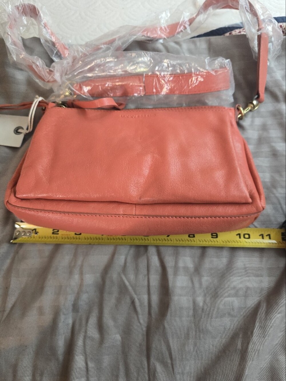 Lucky Brand Coral Leather Crossbody Bag with Adjustable Strap